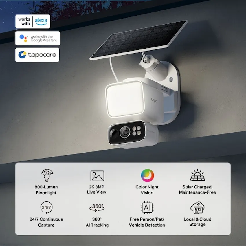 Camera Wifi TP-Link Tapo C615F KIT (Quay Quét, Năng Lượng Mặt Trời, Tích Hợp Đèn Pha)