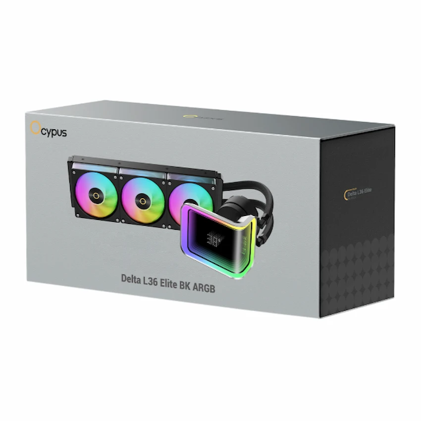 Tản Nhiệt Nước Ocypus Delta L36 Elite ARGB Digital Black (Màn cong hiển thị nhiệt độ, LED vô cực)
