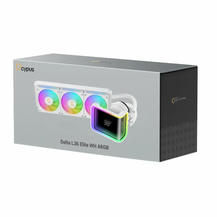 Tản Nhiệt Nước Ocypus Delta L36 Elite ARGB Digital White (Màn cong hiển thị nhiệt độ, LED vô cực)
