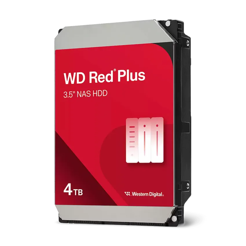 Ổ cứng HDD WD RED PLUS 4TB SATA 3 – WD40EFZZ (3.5 inch, SATA, 128MB Cache, 5400RPM, Màu Đỏ)