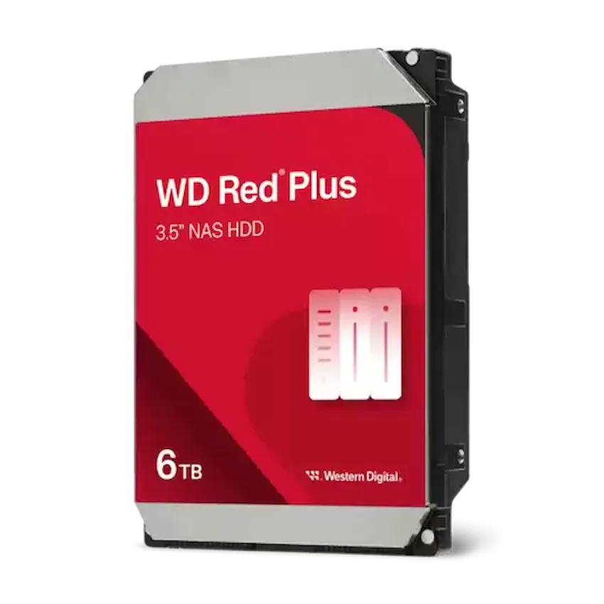Ổ cứng HDD WD RED PLUS 6TB SATA 3 – WD60EFPX (3.5 inch, SATA, 256MB Cache, 5400RPM, Màu Đỏ)