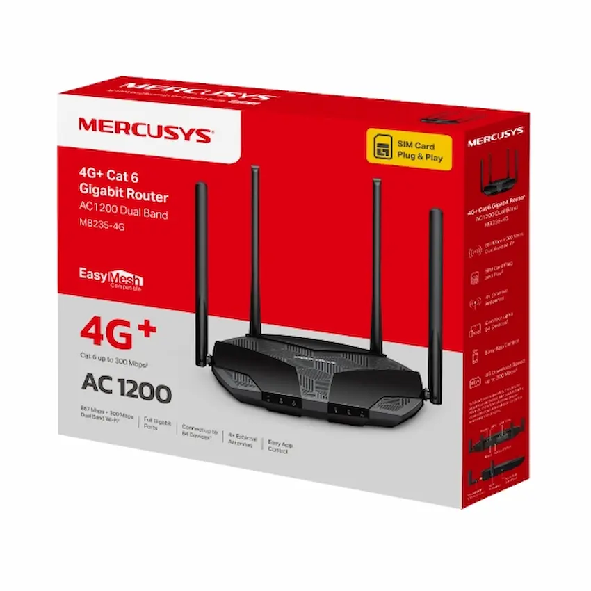 Router WiFi Mercusys MB235-4G (Wi-Fi 5, AC1200)