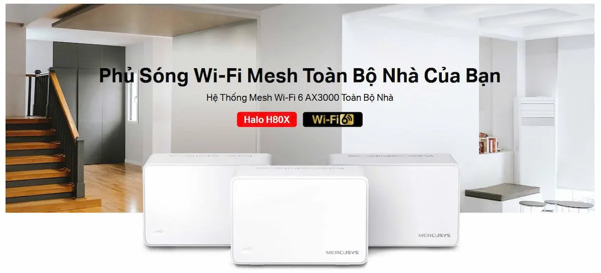 WiFi 6 Mesh Mercusys Halo H80X 1-Pack (WiFi 6 AX3000)